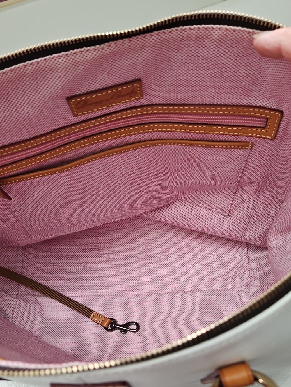 Dooney & Bourke Large Color Block White & Black Smooth Leather Tobi Tote - Picture 5 of 14